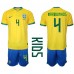 Brazílie Marquinhos #4 Dětské Oblečení Domácí Dres MS 2022 Krátkým Rukávem (+ trenýrky)